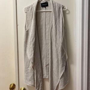 Lafayette 148 New York Stone Linen Open Vest Size Small
